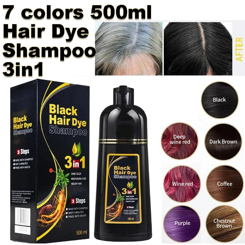3-in-1 Black Hair Dye Shampoo
