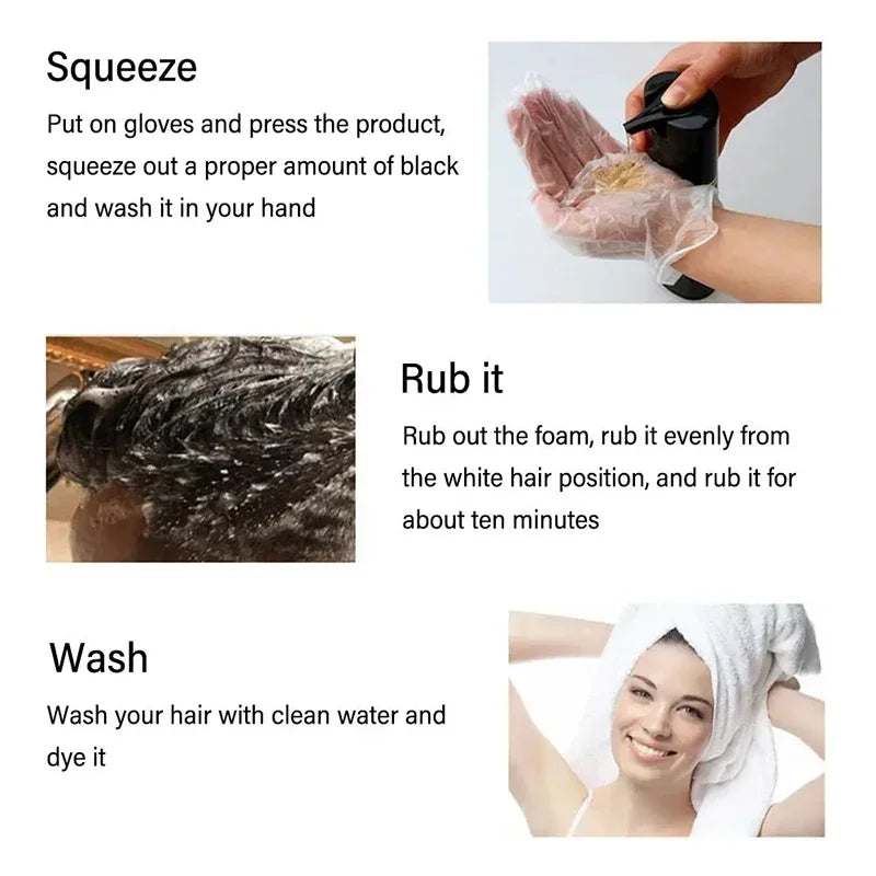 3-in-1 Black Hair Dye Shampoo