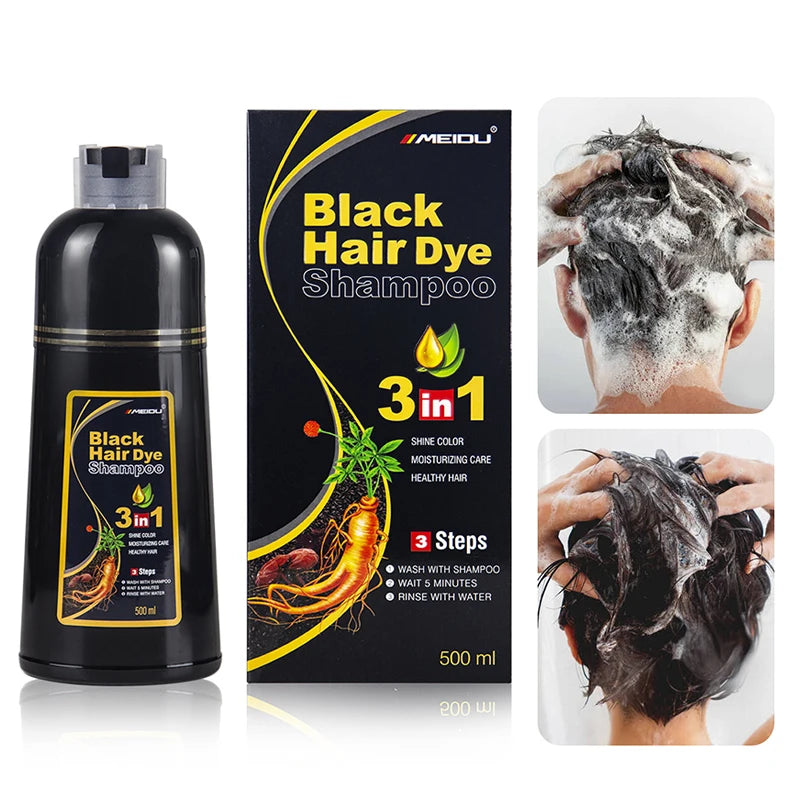 3-in-1 Black Hair Dye Shampoo
