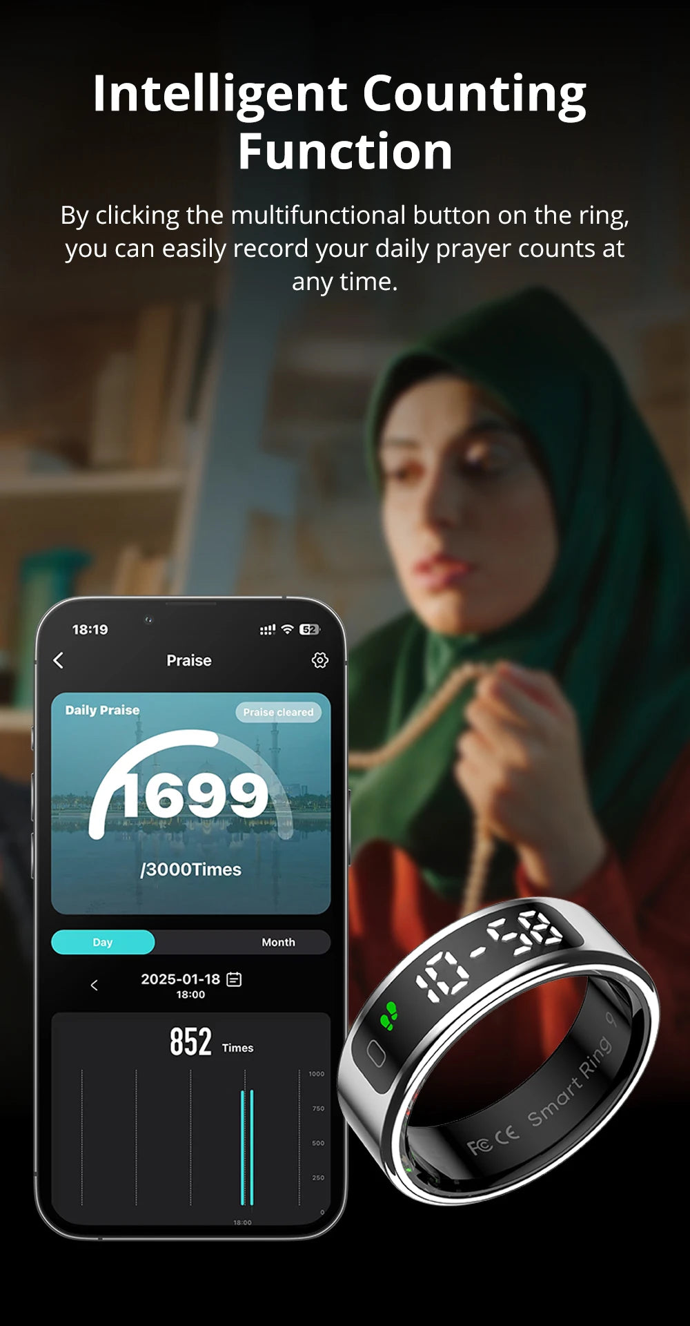 Touch Display Smart Ring COLMI R12