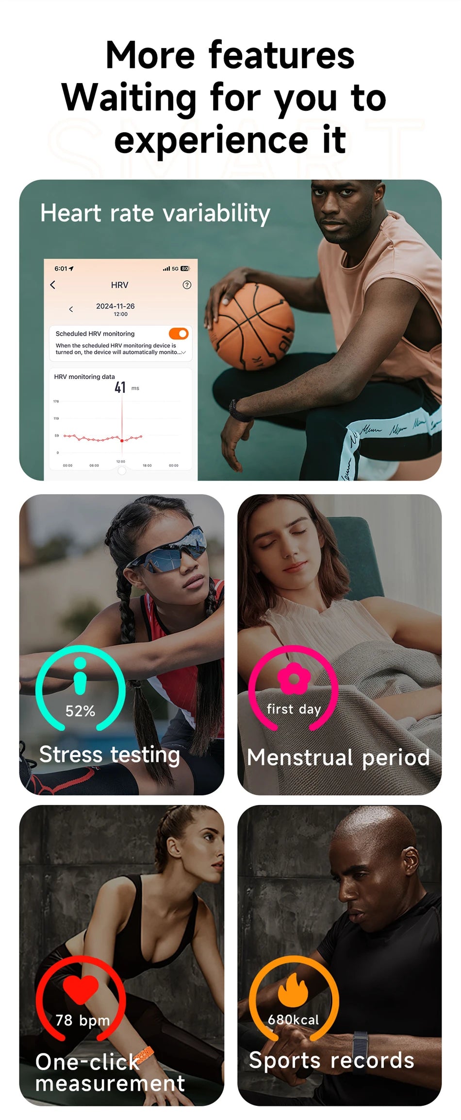Health Smart Band – Heart Rate, Blood Pressure & Sleep Monitor for Men & Women