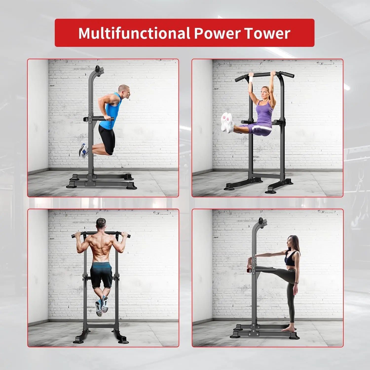 Adjustable Power Tower Dip & Pull-Up Bar