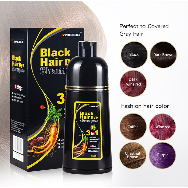 3-in-1 Black Hair Dye Shampoo